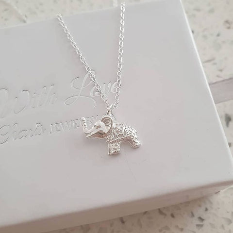 Emmie 925 Sterling Silver Elephant Necklace, 12x11mm on a 45cm chain
