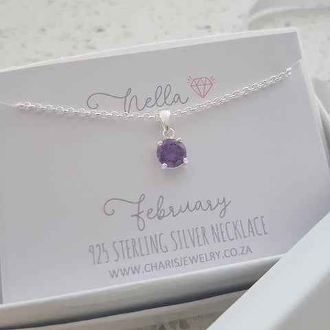 With Love 925 Sterling Silver February Birthstone Necklace
