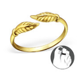 Adira Gold Plated 925 Sterling Silver Leaf Toe Ring, adjustable size