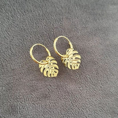 gold leaf earring hoops