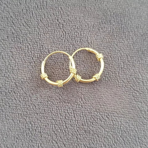 Keshia-Gold - Gold Plated 925 Sterling Silver Gold Bali Hoops, Small Size 12mm