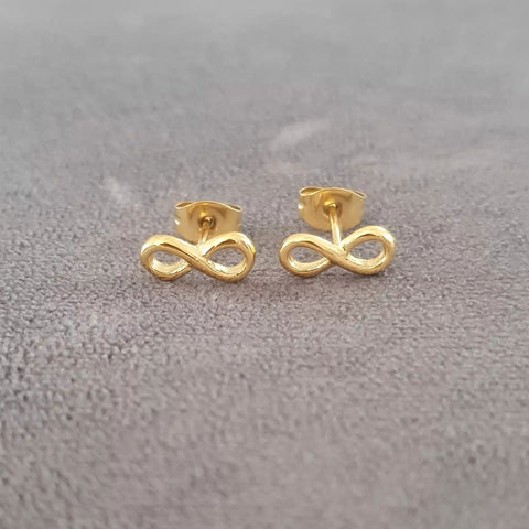 Gail Gold Infinity Earrings, Stainless Steel 10mm x 4mm