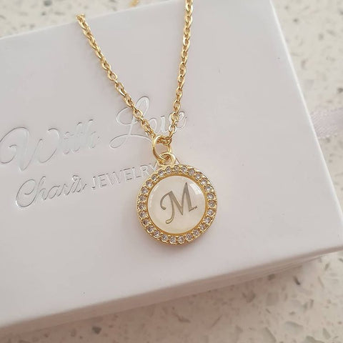 Gold initial letter necklace