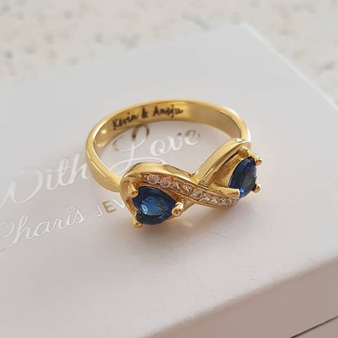 CRI103562 - Personalized Names and Birthstones Ring, Gold Plated 925 Sterling Silver