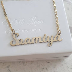 Gold Steel name necklace