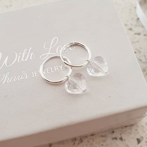 Silver hoops with hearts