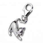C24 - 925 Sterling Silver Cat Charm Dangle