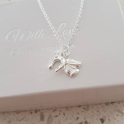 Addie 925 Sterling Silver Horse Necklace, Size 8x9mm on 45cm chain