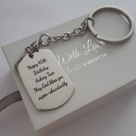 KR15B - Personalized Dog tag Gift Keyring, Stainless Steel