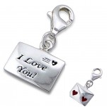 C8 - 925 Sterling Silver Charm Dangle, I love you Letter