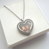 FL5 - Personalized Heart Locket Necklace with Photo, Silver Stainless Steel