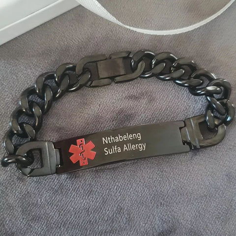 CBA102517 - Personalized Medical Alert Bracelet, Stainless Steel - Black