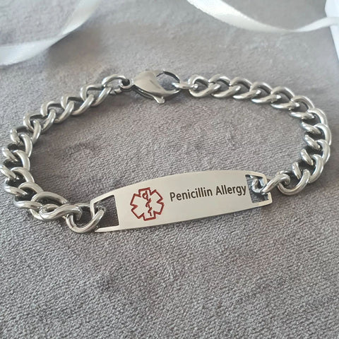 CBA101468 - Men's Personalized Medical Alert Bracelet, Titanium Steel 21.5cm