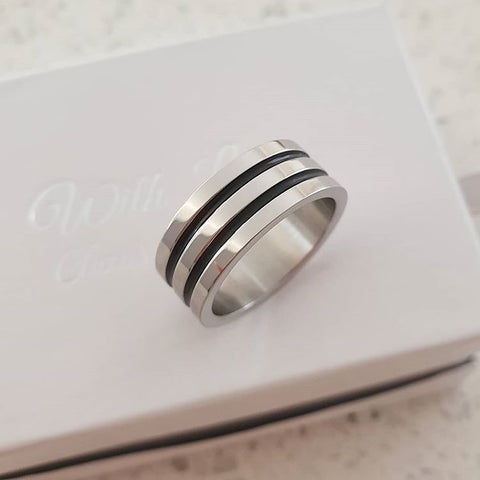 Mark Men's Stainless Steel Band Ring, Sizes 6,7,8