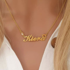 CNE103372G - Personalized Birthstone Name Necklace Gold Plated 925 Sterling Silver