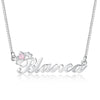 CNE107186RG - Rose Gold plated Sterling Silver Birthstone & Engraved Name Necklace