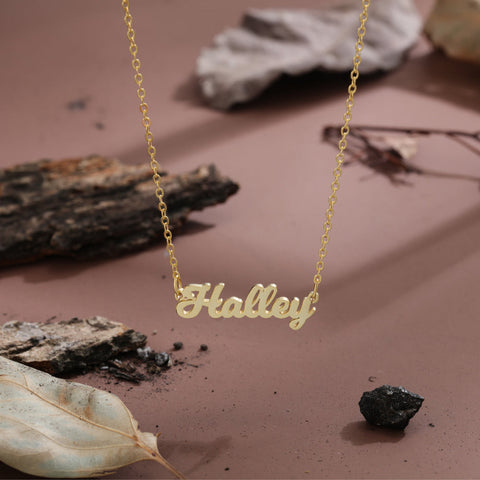 CNE107525G  - Personalized Name Necklace, Gold Plated 925 Sterling Silver