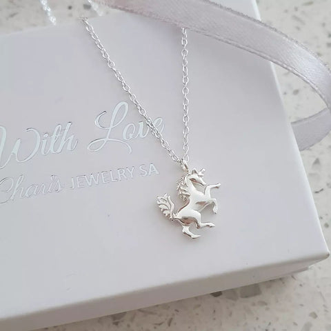 Chante 925 Sterling Silver Unicorn Necklace, 12x13mm on 45cm chain