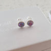 Silver synthetic opal earrings, multi lavender