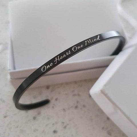 CBA101919 - Personalized Bangle, Black Stainless Steel 3mm x 17cm