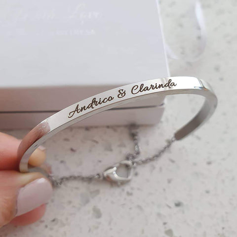 CBA102067 - Personalized Bangle, Stainless Steel, adjustable