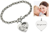 CAS101793 - 925 Sterling Silver Personalized Engraved Heart Photo Bracelet