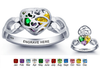 N278 - 925 Sterling Silver Heart Ring with any 3 Birthstones of choice