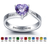 CRI101975 - 925 Sterling Silver Personalized Ring, Names and Birthstone