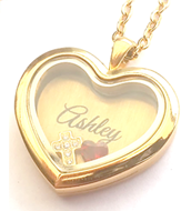 FL19 - Personalized Name Floating Locket Necklace, in silver or gold with any 2 floating pieces