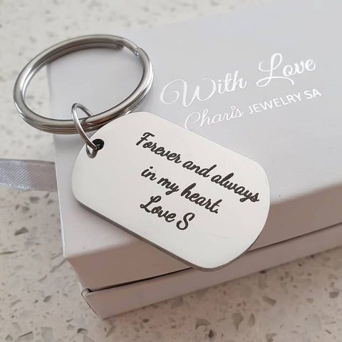 KR30 - Personalized Message Keyring, Stainless Steel (READY IN 3 DAYS)