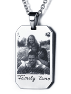 Stainless Steel Men's Personalized Photo engraved Dog Tag Chain