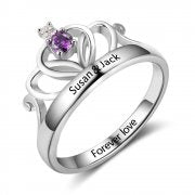  Personalized 925 Sterling Silver Crown Tiara Ring