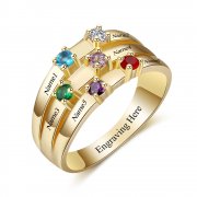  Personalized Gold over 925 Sterling Silver CZ Ring