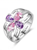 925 Sterling Silver Personalized Names & Birthstones Ring