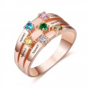 Personalized Rose Gold over 925 Sterling Silver CZ Ring