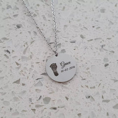 Personalized baby footprint necklace