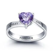 CRI101975 - 925 Sterling Silver Personalized Ring, Names and Birthstone
