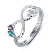 CRI101783 - 925 Sterling Silver Personalized Birthstones & inside wording infinity ring