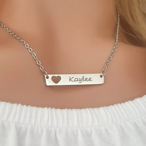Kaylee Bar - Personalized Bar Necklace, Stainless Steel (SILVER, GOLD OR ROSE GOLD, READY IN 3 DAYS)