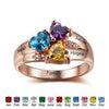 Personalized rose gold birthstones ring