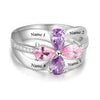 CRI103285 - 925 Sterling Silver Personalized Names & Birthstones Ring