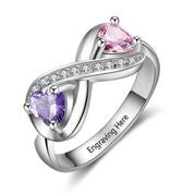 CRI103595 - 925 Sterling Silver Personalized Birthstones Infinity Ring