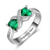 CRI103597 - 925 Sterling Silver Personalized Names & Birthstones Ring