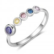 CRI103960 - 925 Sterling Silver Personalized 3-5 Birthstones Ring