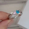 CRI102504 - 925 Sterling Silver Personalized Couples Names & Birthstones Ring
