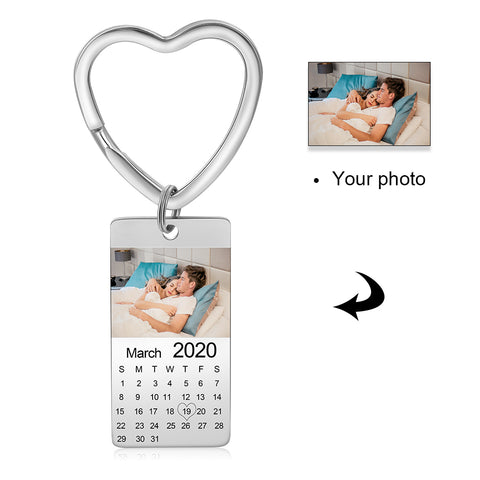 JO-CAS102435 - Personalized Photo Calender Keyring, Stainless Steel