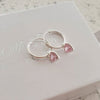 Pink cz heart hoop earrings