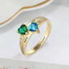 CRI102346 - Gold Plated Personalized Couples Names & Birthstones Ring (Size 5-12)