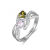CRI103466 Sterling Silver Personalized Names & Birthstones Ring