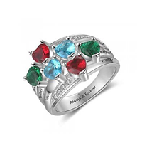 CRI103853 Sterling Silver Personalized Names & Birthstones Ring